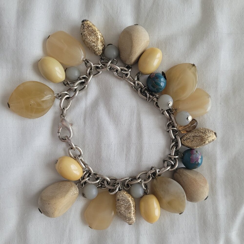 Chico's Dangle Stone Blue Silver Tone Bracelet - Picture 2 of 7
